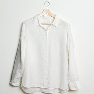 Banana Republic 100% Linen Button Down Blouse Minimalist Capsule Size L White